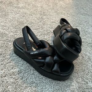Prada Women Braided Platform Sandals